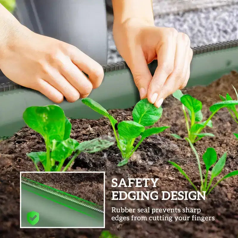 Kit de carré potager surélevé galvanisé, jardinière en métal avec bordure de sécurité
