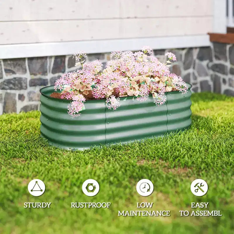 Kit de carré potager surélevé galvanisé, jardinière en métal avec bordure de sécurité
