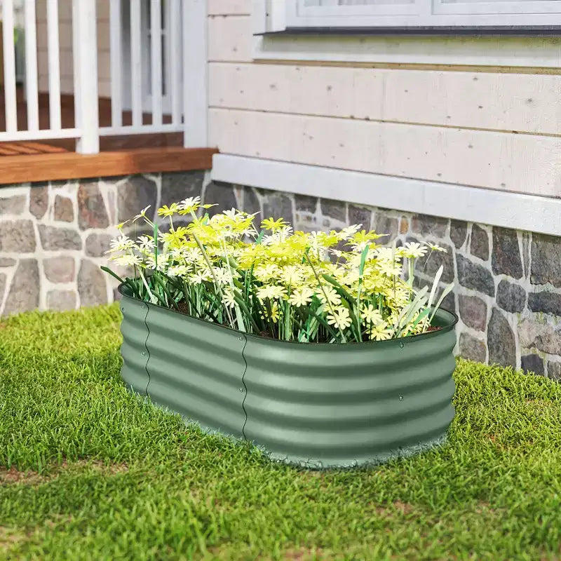 Kit de carré potager surélevé galvanisé, jardinière en métal avec bordure de sécurité