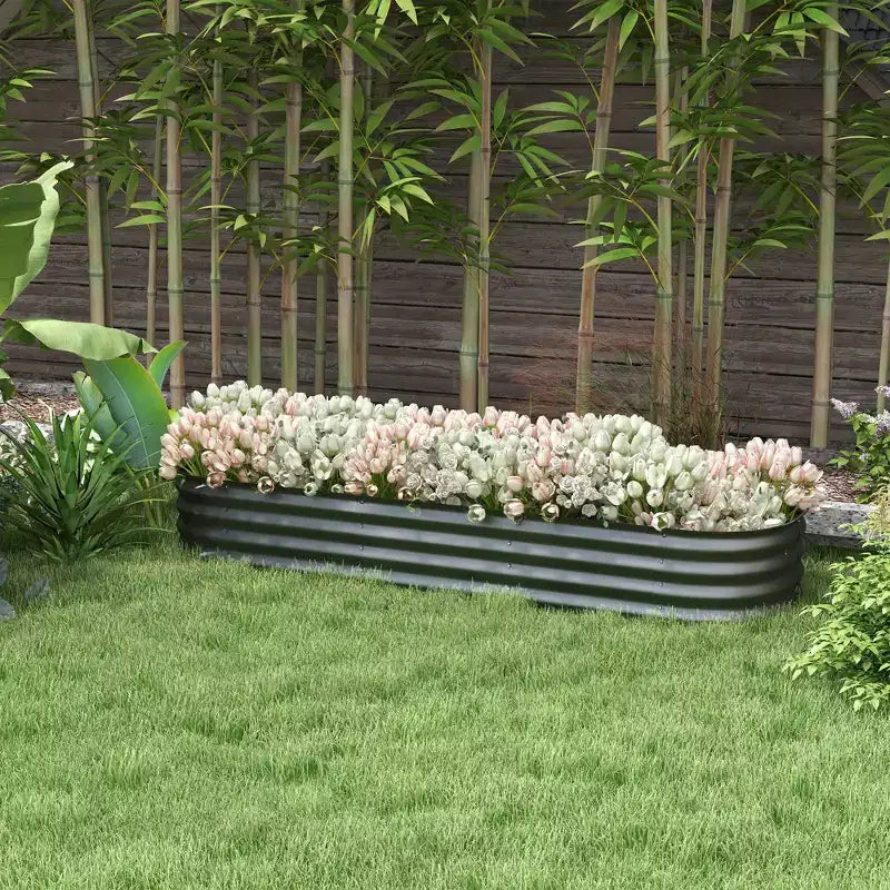 Kit de carré potager surélevé galvanisé, jardinière en métal avec bordure de sécurité
