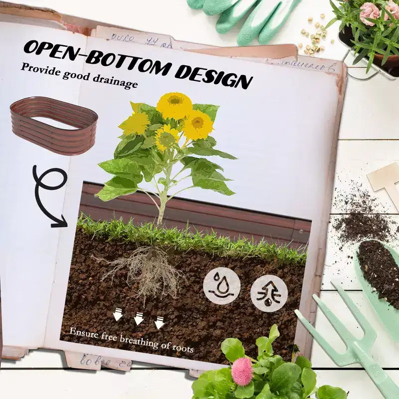 Kit de jardin surélevé galvanisé, jardinière métallique avec bordure de sécurité