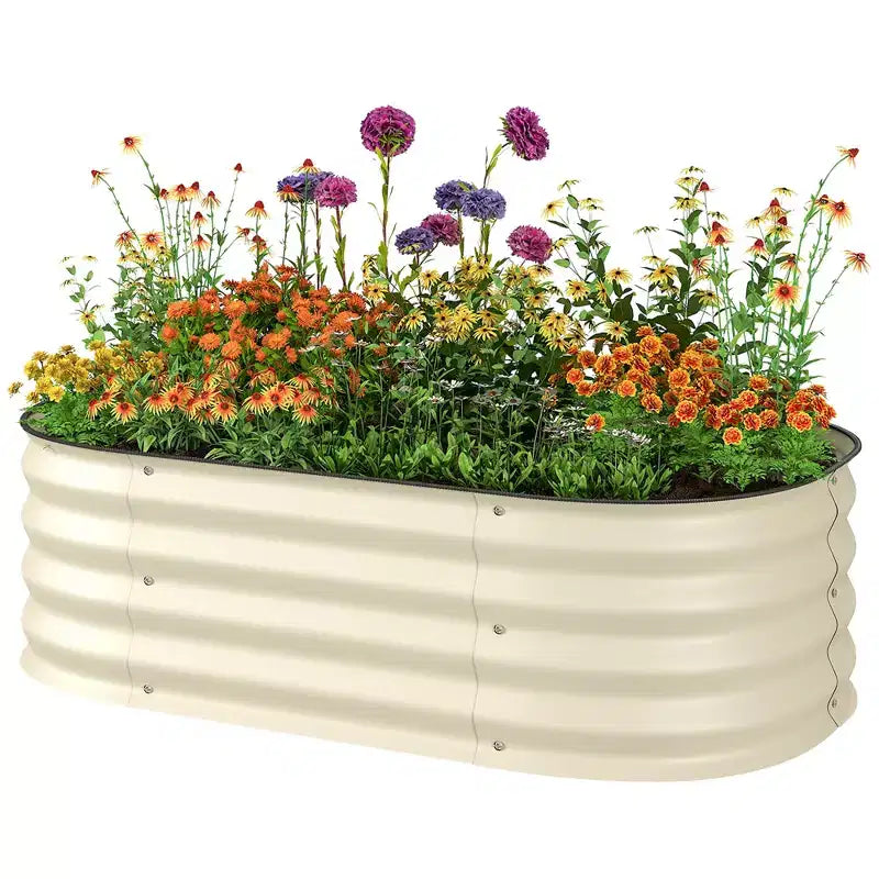 Kit de carré potager surélevé galvanisé, jardinière en métal avec bordure de sécurité