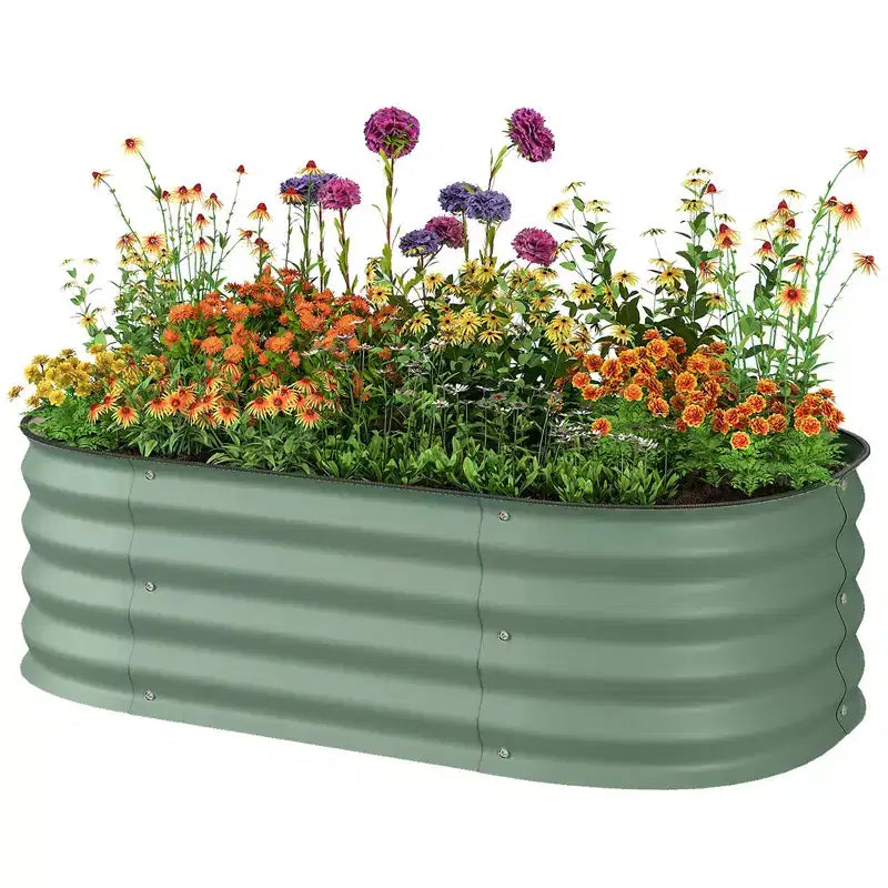 Kit de carré potager surélevé galvanisé, jardinière en métal avec bordure de sécurité