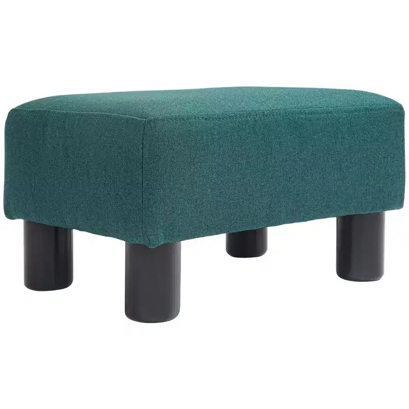 Petit pouf repose-pieds carré en tissu de lin - Vert