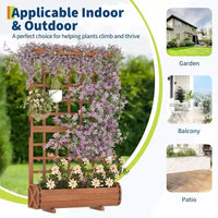 Jardinière surélevée haute de 67 po avec treillis et toit, en bois, pour plantes grimpantes, grande jardinière intérieure/extérieure pour légumes, herbes et fleurs