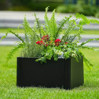 Carré potager surélevé en métal à base ouverte extra long, métal moderne, assemblage par clipsage sans outil, coins arrondis, base ouverte, trous de drainage, pour terrasse, balcon, jardin