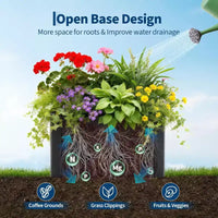 Carré potager surélevé en métal à base ouverte extra long, métal moderne, assemblage par clipsage sans outil, coins arrondis, base ouverte, trous de drainage, pour terrasse, balcon, jardin