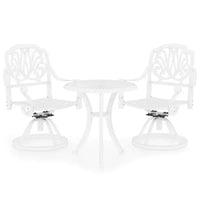vidaXL Ensemble de bistro blanc en aluminium moulé, ensemble de bistro pivotant standard