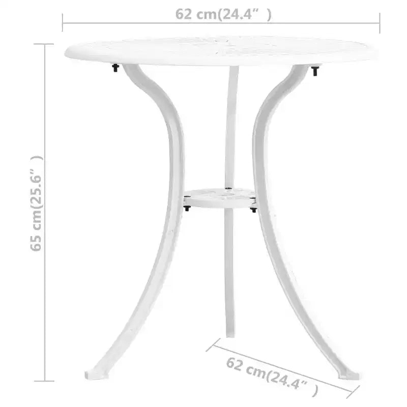 vidaXL Ensemble de bistro blanc en aluminium moulé, ensemble de bistro pivotant standard
