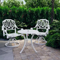 vidaXL Ensemble de bistro blanc en aluminium moulé, ensemble de bistro pivotant standard