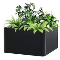 Jardinière carrée en métal Acekool avec base de drainage et assemblage sans outil par encliquetage pour patio, balcon, jardin