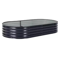 Acekool Carré potager surélevé ovale avec housse PVC zippée et base ouverte, jardinière en acier galvanisé pour terrasse et jardin
