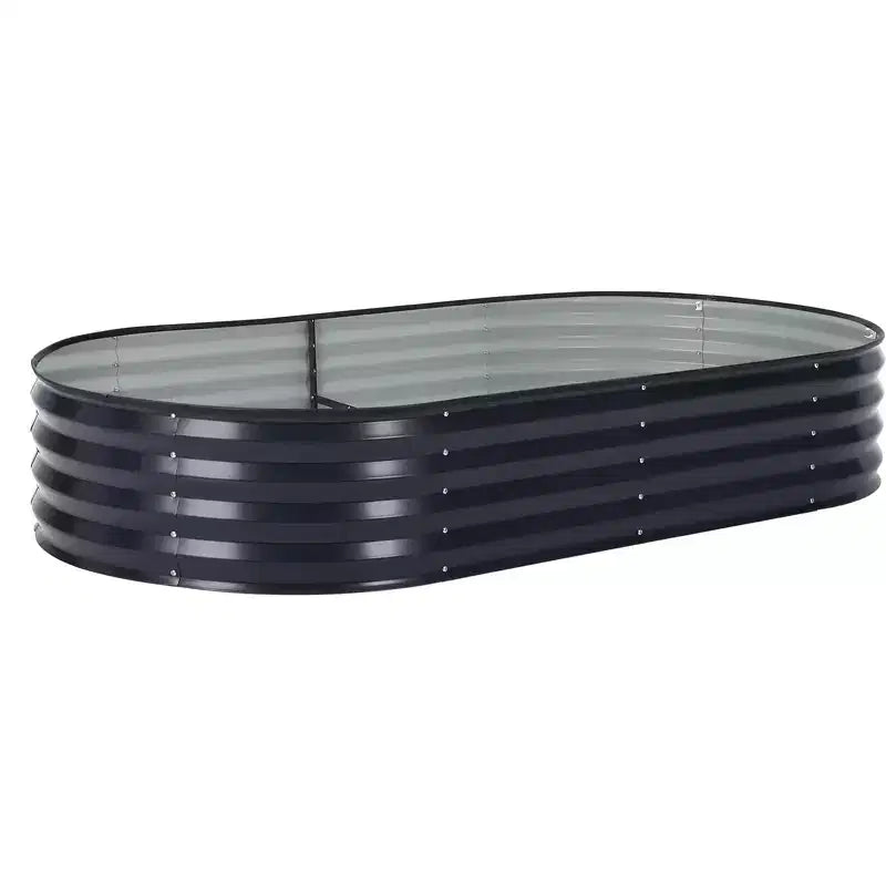 Acekool Carré potager surélevé ovale avec housse PVC zippée et base ouverte, jardinière en acier galvanisé pour terrasse et jardin