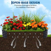 Acekool Carré potager surélevé ovale avec housse PVC zippée et base ouverte, jardinière en acier galvanisé pour terrasse et jardin