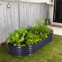 Acekool Carré potager surélevé ovale avec housse PVC zippée et base ouverte, jardinière en acier galvanisé pour terrasse et jardin