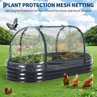 Acekool Carré potager surélevé ovale avec housse PVC zippée et base ouverte, jardinière en acier galvanisé pour terrasse et jardin
