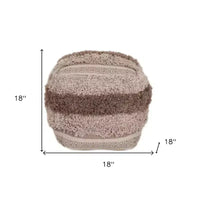 HomeRoots Pouf Ottoman à rayures beiges 18 po