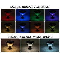C Cattleya Lot de 2 luminaires solaires pour poteaux de clôture, 21,6 cm, noir mat, avec télécommande, 3 températures de couleur et RVB, fonction minuterie