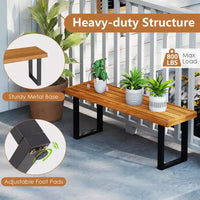 Banc Costway 1/2 PCS 48 en Bois d'Acacia pour 2 avec Pieds en Métal et Patins Réglables pour Entrée