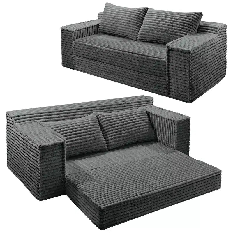 Canapé-lit convertible 2 en 1 75, canapé-lit sans structure avec 2 coussins, canapé escamotable pliable, causeuse, futon