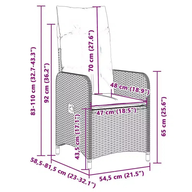 vidaXL Ensemble de bistro en rotin PE 6 places Ensemble de bistro Rectangulaire
