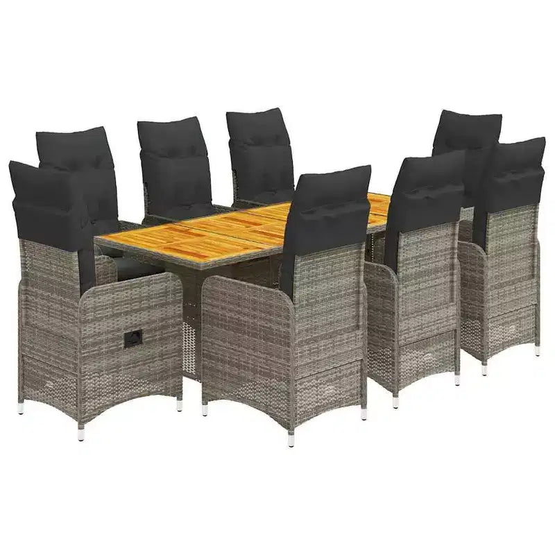 vidaXL Bistro Set PE Rattan, Steel Frame, Acacia Wood 6-Seater