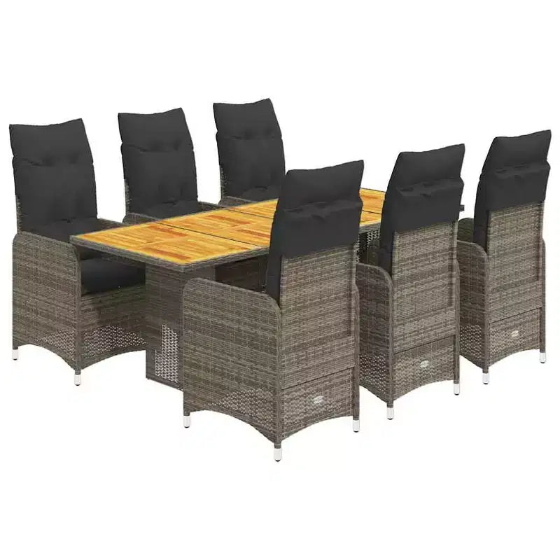 vidaXL Ensemble de bistro 6 places en résine tressée avec cadre en acier et bois d'acacia