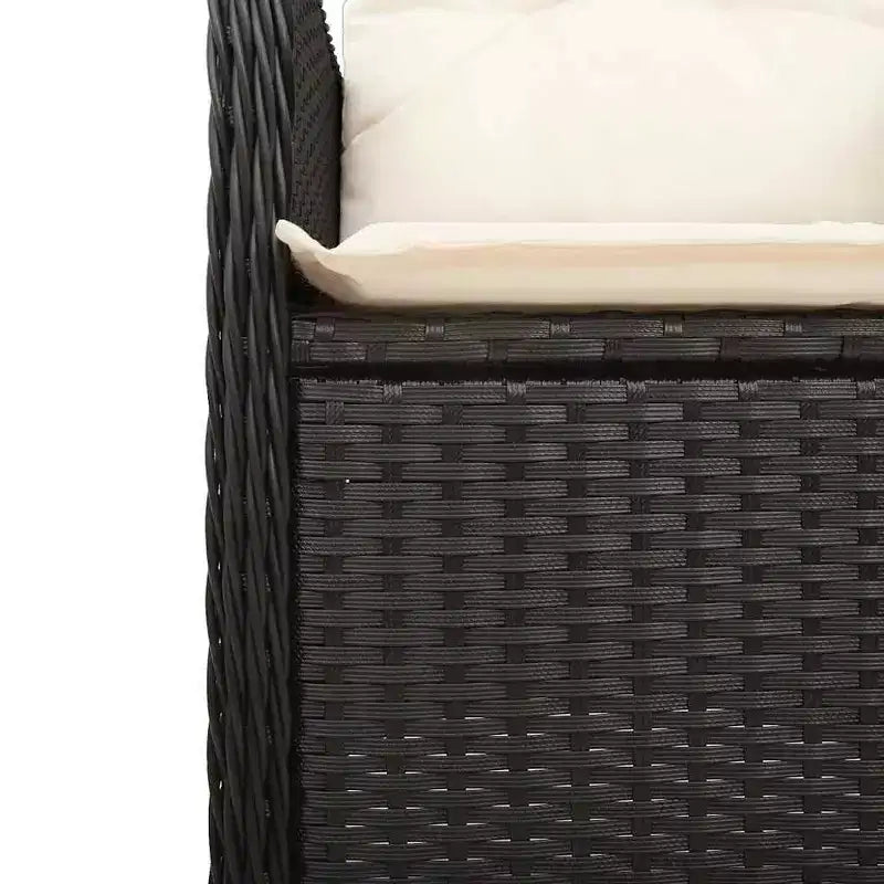vidaXL Ensemble bistro noir et blanc crème en résine tressée poly, huit places