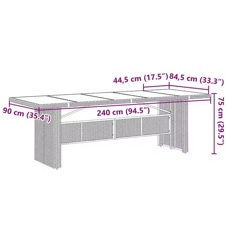 vidaXL Ensemble de bistrot gris en rotin PE, acier poudré, verre trempé