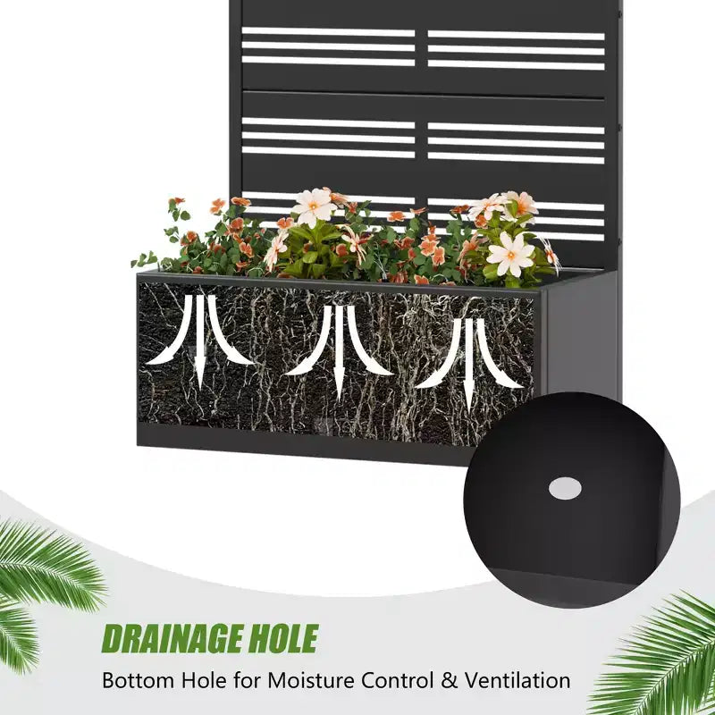 Dovelina Carré potager surélevé avec treillis, jardinière en métal avec écran d'intimité pour plantes grimpantes - 59 x 30/60, 47 x 47/94, 72 x 35/47/70/94