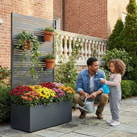 Dovelina Carré potager surélevé avec treillis, jardinière en métal avec écran d'intimité pour plantes grimpantes - 59 x 30/60, 47 x 47/94, 72 x 35/47/70/94