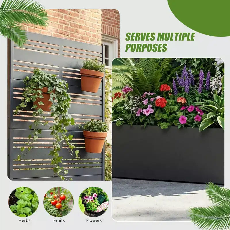 Dovelina Carré potager surélevé avec treillis, jardinière en métal avec écran d'intimité pour plantes grimpantes - 59 x 30/60, 47 x 47/94, 72 x 35/47/70/94