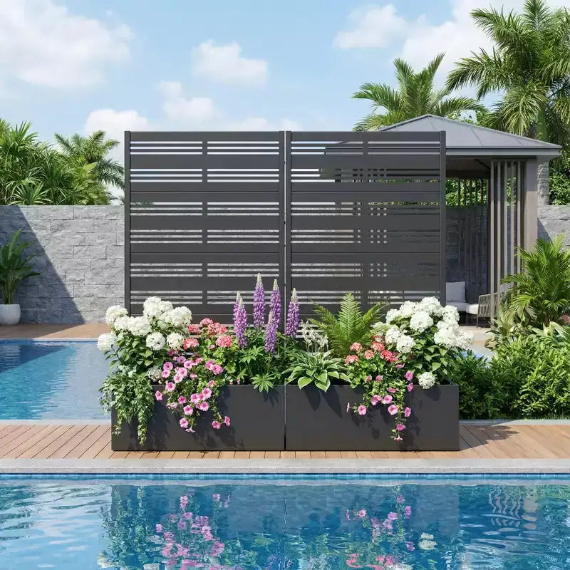 Dovelina Carré potager surélevé avec treillis, jardinière en métal avec écran d'intimité pour plantes grimpantes - 59 x 30/60, 47 x 47/94, 72 x 35/47/70/94
