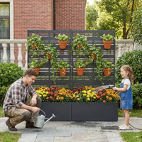 Dovelina Carré potager surélevé avec treillis, jardinière en métal avec écran d'intimité pour plantes grimpantes - 59 x 30/60, 47 x 47/94, 72 x 35/47/70/94