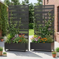 Dovelina Carré potager surélevé avec treillis, jardinière en métal avec écran d'intimité pour plantes grimpantes - 59 x 30/60, 47 x 47/94, 72 x 35/47/70/94