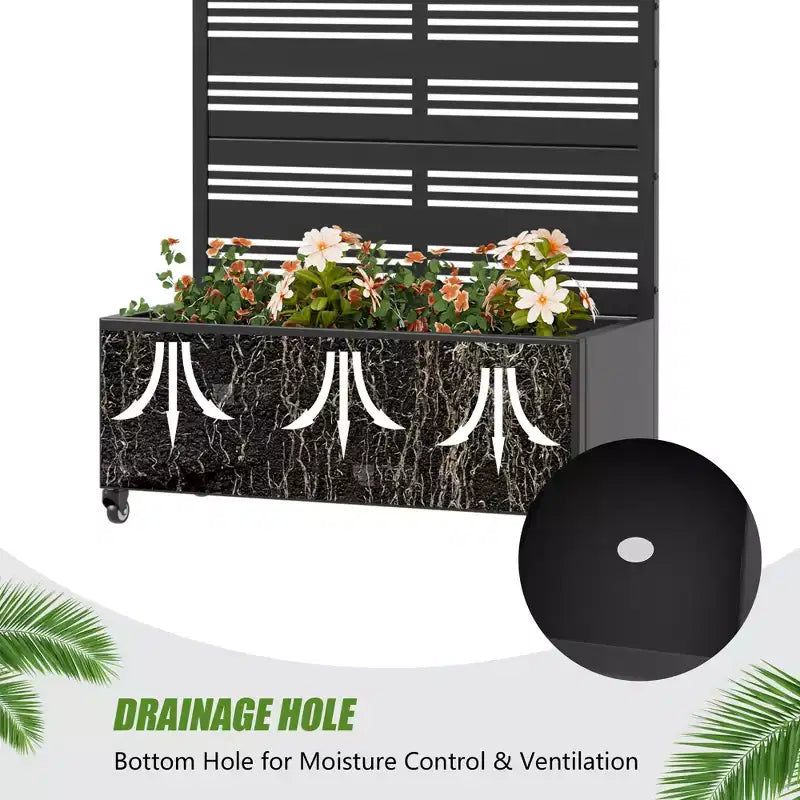 Dovelina Carré potager surélevé avec treillis, jardinière en métal avec écran d'intimité pour plantes grimpantes - 59 x 30/60, 47 x 47/94, 72 x 35/47/70/94