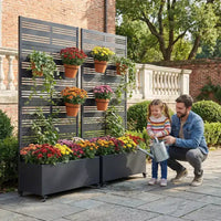 Dovelina Carré potager surélevé avec treillis, jardinière en métal avec écran d'intimité pour plantes grimpantes - 59 x 30/60, 47 x 47/94, 72 x 35/47/70/94