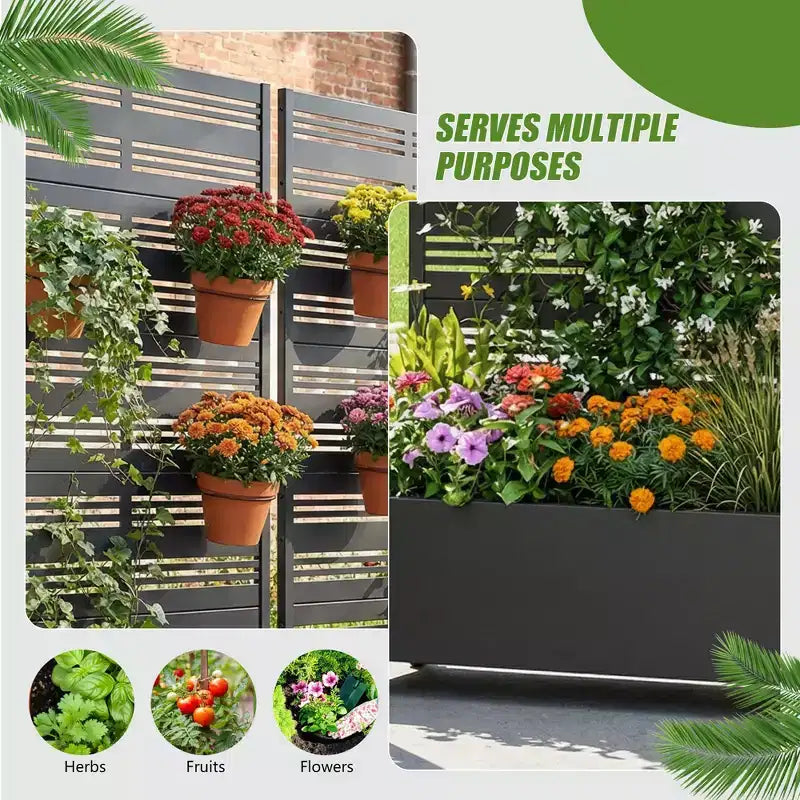 Dovelina Carré potager surélevé avec treillis, jardinière en métal avec écran d'intimité pour plantes grimpantes - 59 x 30/60, 47 x 47/94, 72 x 35/47/70/94