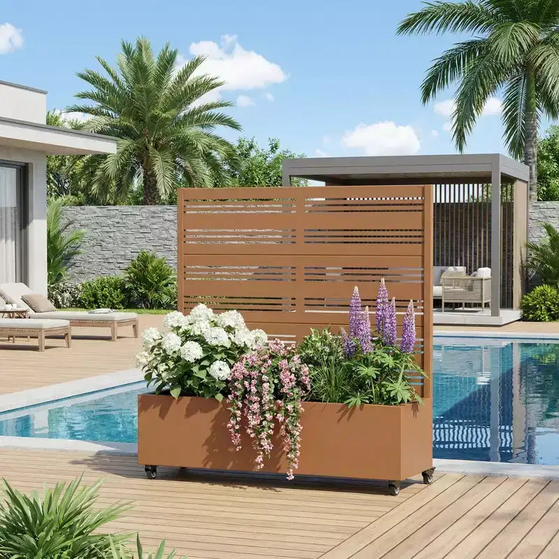 Dovelina Carré potager surélevé avec treillis, jardinière en métal avec écran d'intimité pour plantes grimpantes - 59 x 30/60, 47 x 47/94, 72 x 35/47/70/94