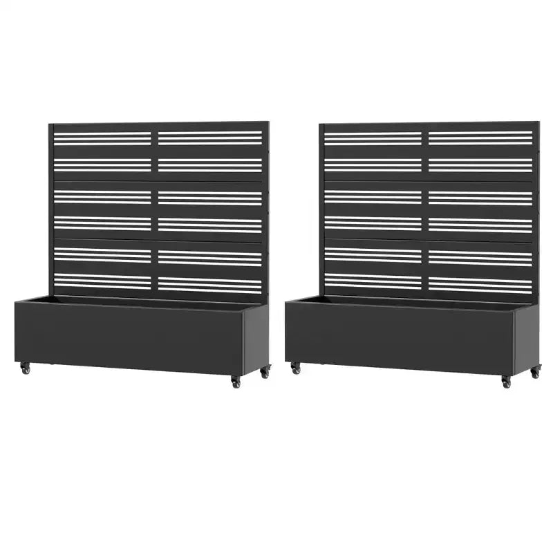 Dovelina Carré potager surélevé avec treillis, jardinière en métal avec écran d'intimité pour plantes grimpantes - 59 x 30/60, 47 x 47/94, 72 x 35/47/70/94