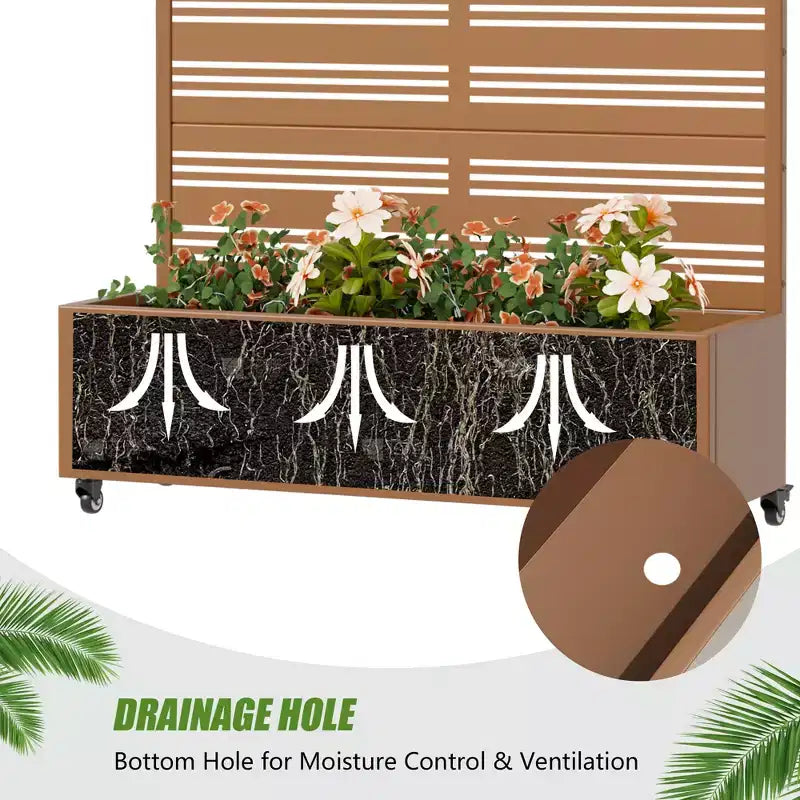 Dovelina Carré potager surélevé avec treillis, jardinière en métal avec écran d'intimité pour plantes grimpantes - 59 x 30/60, 47 x 47/94, 72 x 35/47/70/94