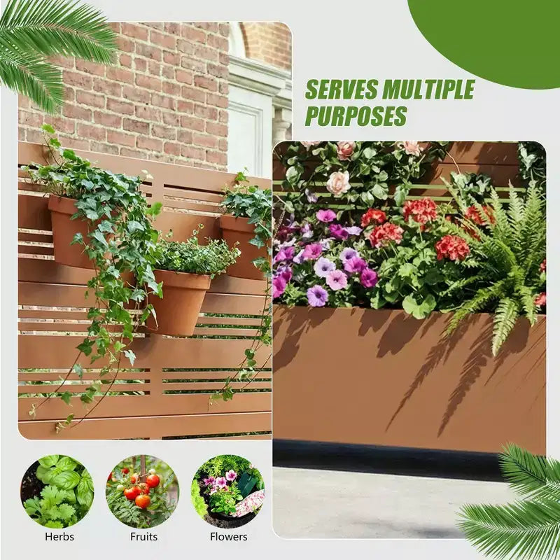 Dovelina Carré potager surélevé avec treillis, jardinière en métal avec écran d'intimité pour plantes grimpantes - 59 x 30/60, 47 x 47/94, 72 x 35/47/70/94