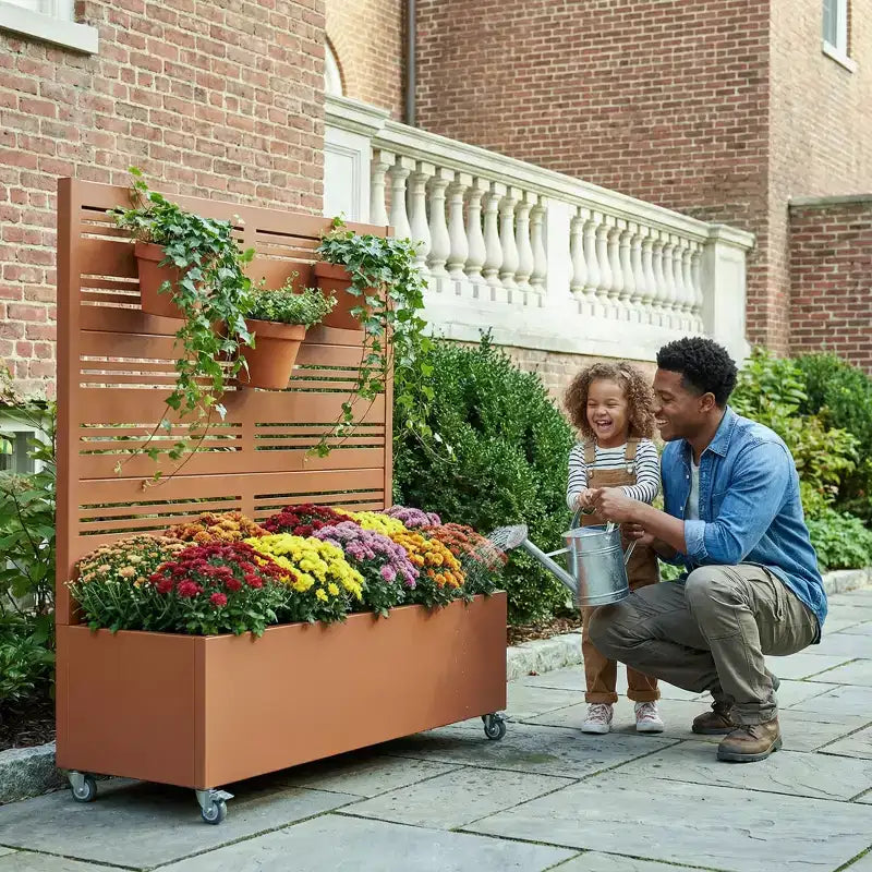 Dovelina Carré potager surélevé avec treillis, jardinière en métal avec écran d'intimité pour plantes grimpantes - 59 x 30/60, 47 x 47/94, 72 x 35/47/70/94
