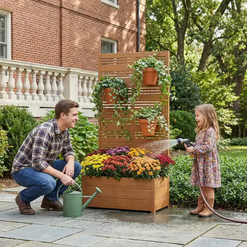 Dovelina Carré potager surélevé avec treillis, jardinière en métal avec écran d'intimité pour plantes grimpantes - 59 x 30/60, 47 x 47/94, 72 x 35/47/70/94