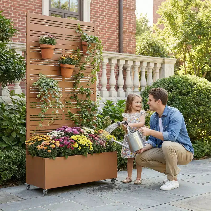 Dovelina Carré potager surélevé avec treillis, jardinière en métal avec écran d'intimité pour plantes grimpantes - 59 x 30/60, 47 x 47/94, 72 x 35/47/70/94