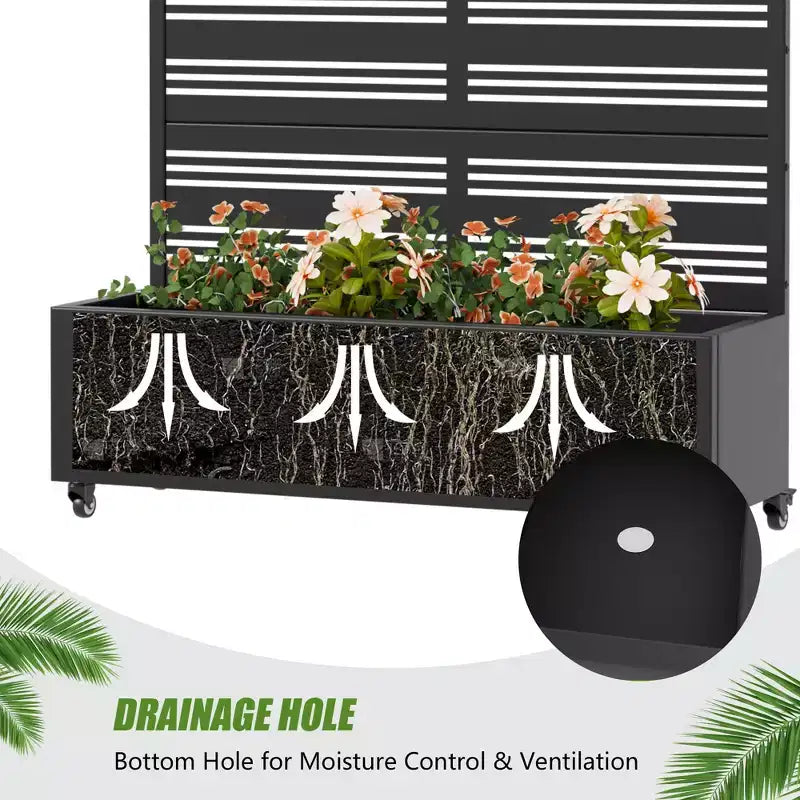 Dovelina Carré potager surélevé avec treillis, jardinière en métal avec écran d'intimité pour plantes grimpantes - 59 x 30/60, 47 x 47/94, 72 x 35/47/70/94