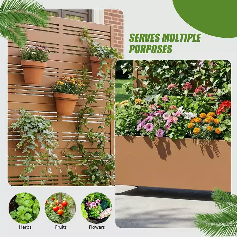 Dovelina Carré potager surélevé avec treillis, jardinière en métal avec écran d'intimité pour plantes grimpantes - 59 x 30/60, 47 x 47/94, 72 x 35/47/70/94
