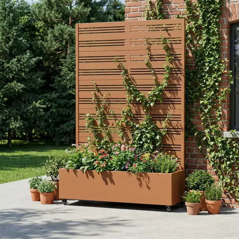 Dovelina Carré potager surélevé avec treillis, jardinière en métal avec écran d'intimité pour plantes grimpantes - 59 x 30/60, 47 x 47/94, 72 x 35/47/70/94