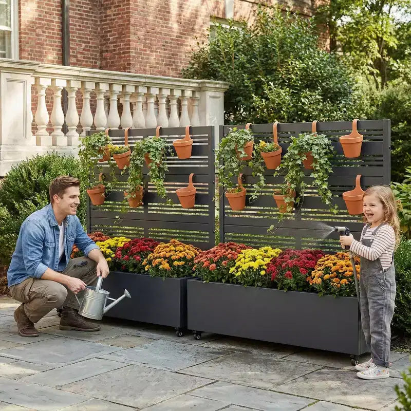 Dovelina Carré potager surélevé avec treillis, jardinière en métal avec écran d'intimité pour plantes grimpantes - 59 x 30/60, 47 x 47/94, 72 x 35/47/70/94