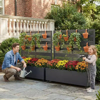 Dovelina Carré potager surélevé avec treillis, jardinière en métal avec écran d'intimité pour plantes grimpantes - 59 x 30/60, 47 x 47/94, 72 x 35/47/70/94